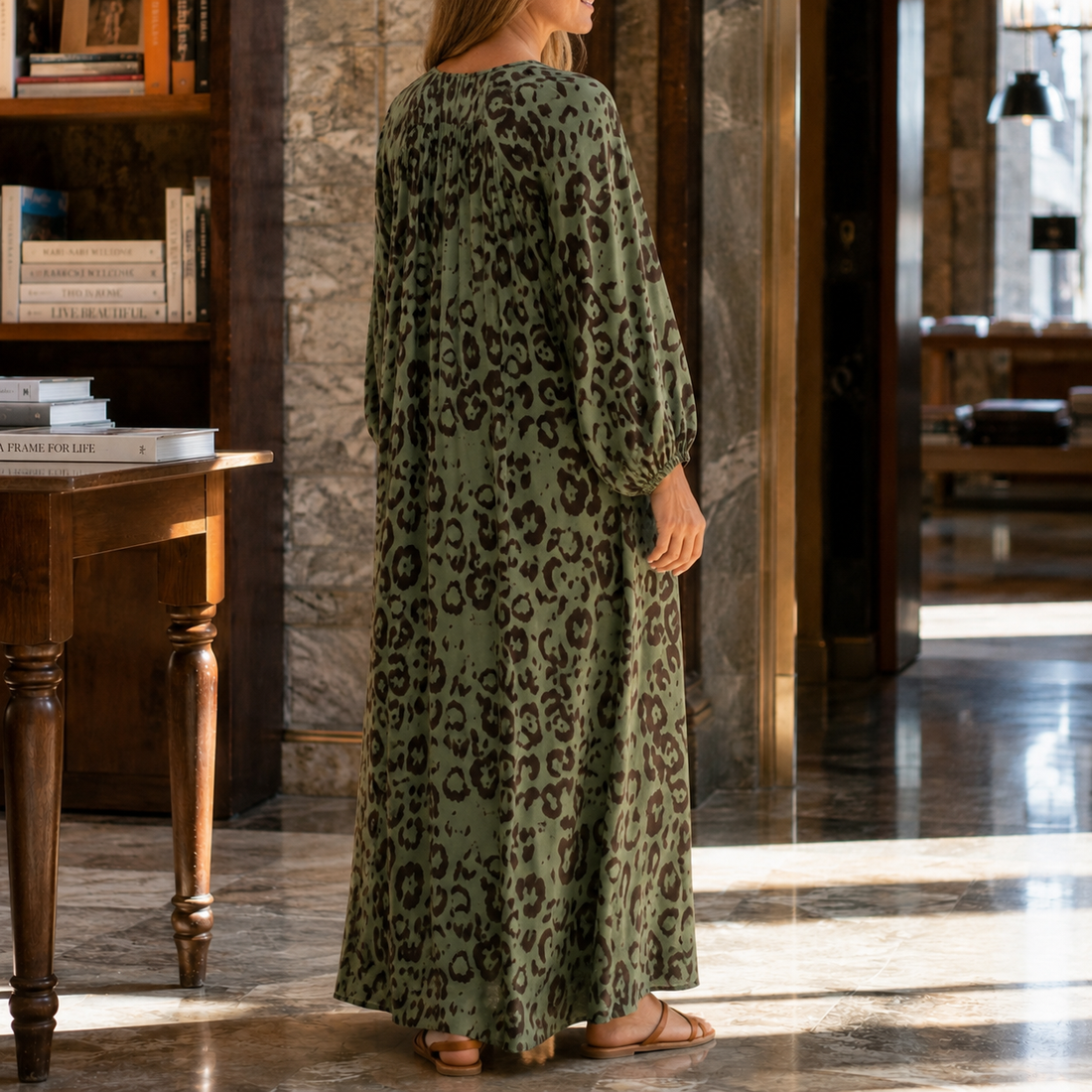 Edith Leopard Maxi Dress - Lead Alternate View