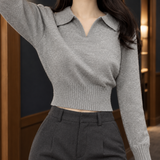 Tiphaine-Eve Polo Knit Top - Lead Product Detail