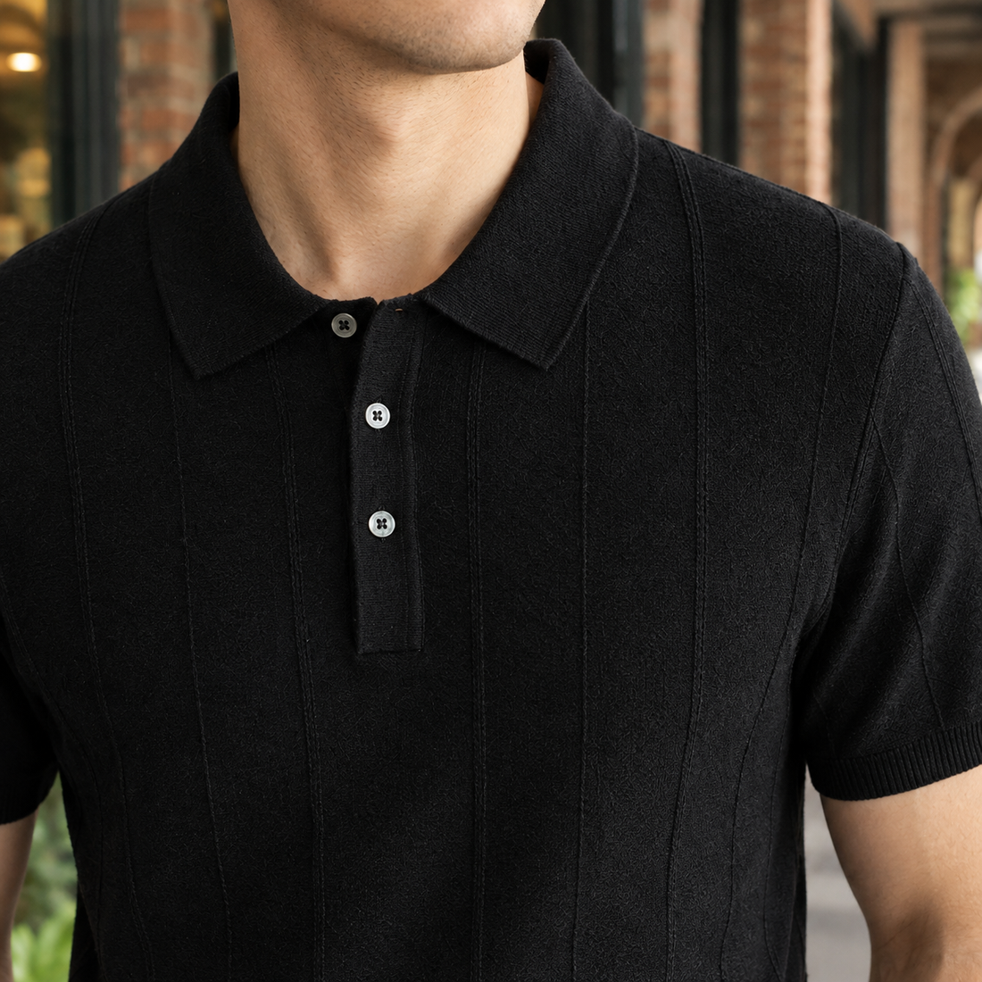Florian Ribbed Polo - Lead Product Detail