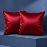 Rosewood Satin Cushion Covers - Deep Red