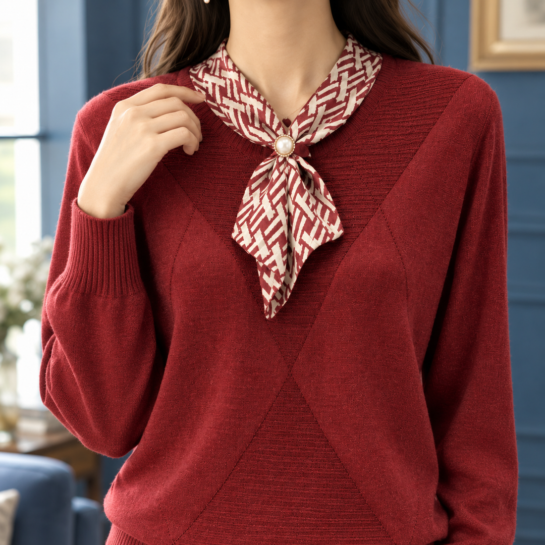 Doverton Scarf Neck Sweater - Lead Product Detail
