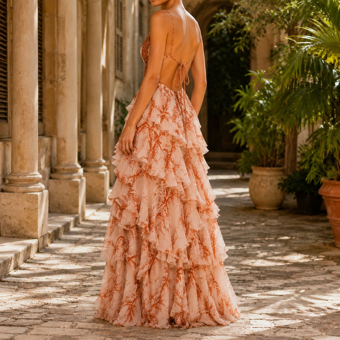 Edith-Jade Ruffled Maxi Dress - Lead Alternate View