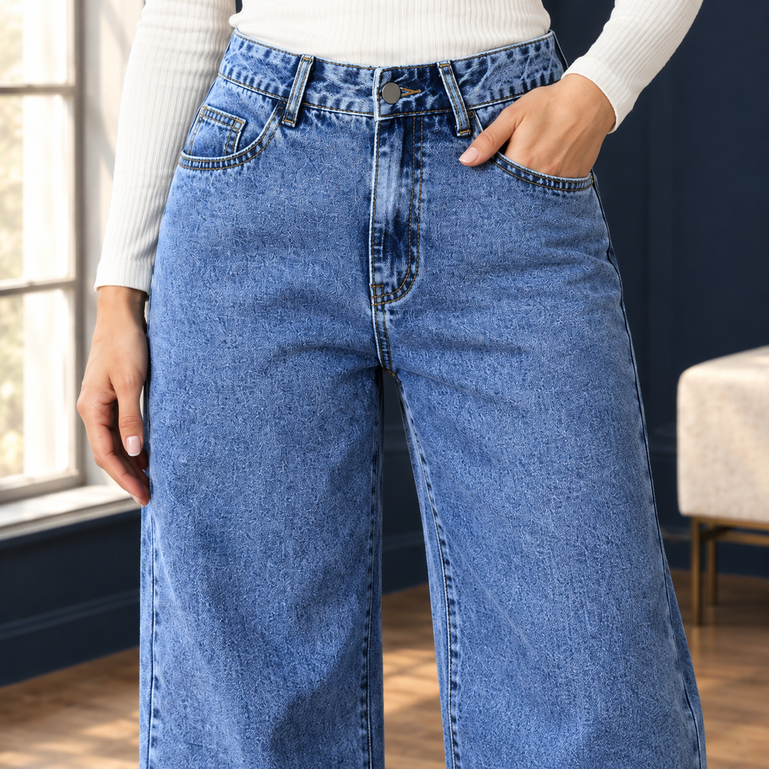 Eugenie Wide Leg Jeans - Lead Product Detail