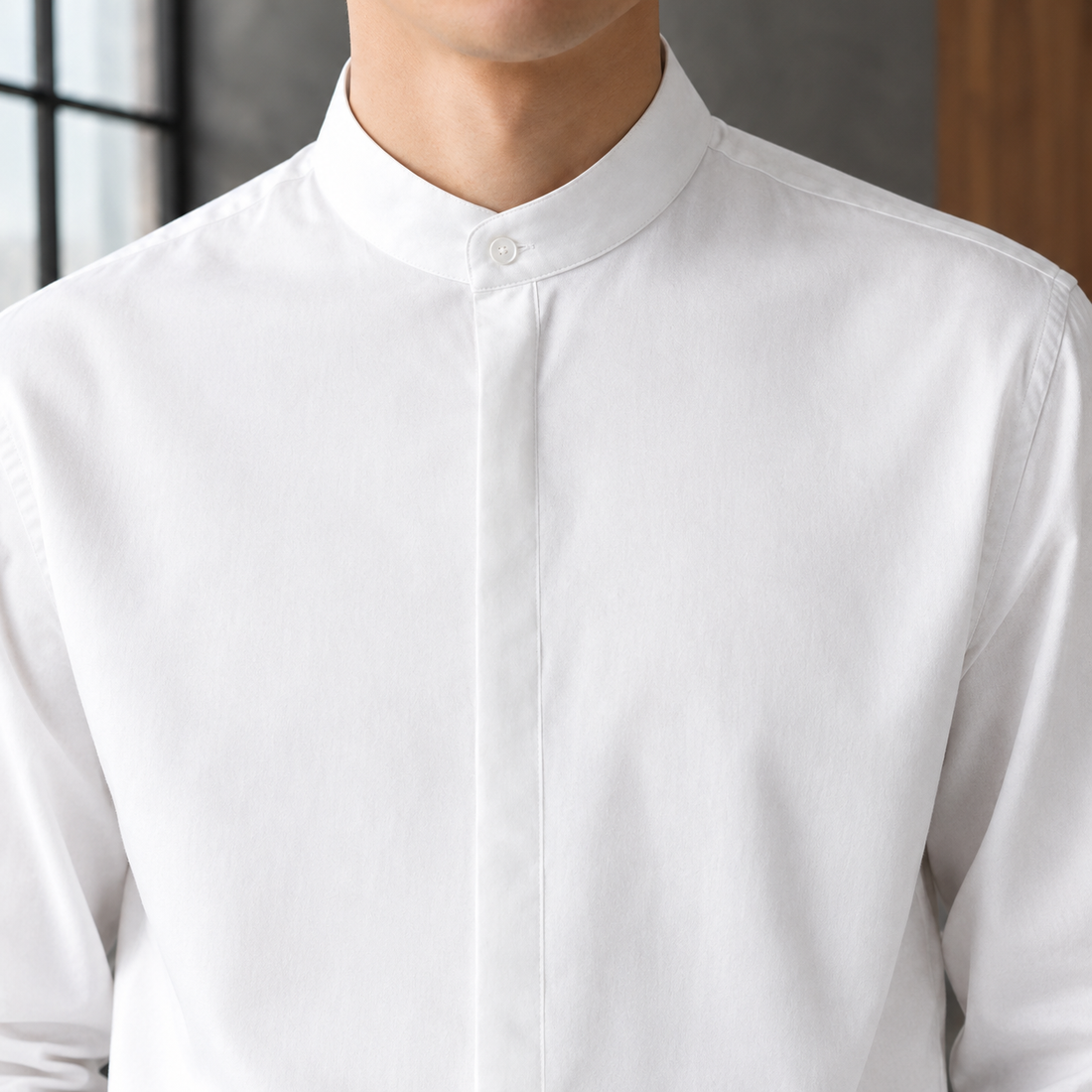 Martin Stand Collar Shirt - Lead Product Detail
