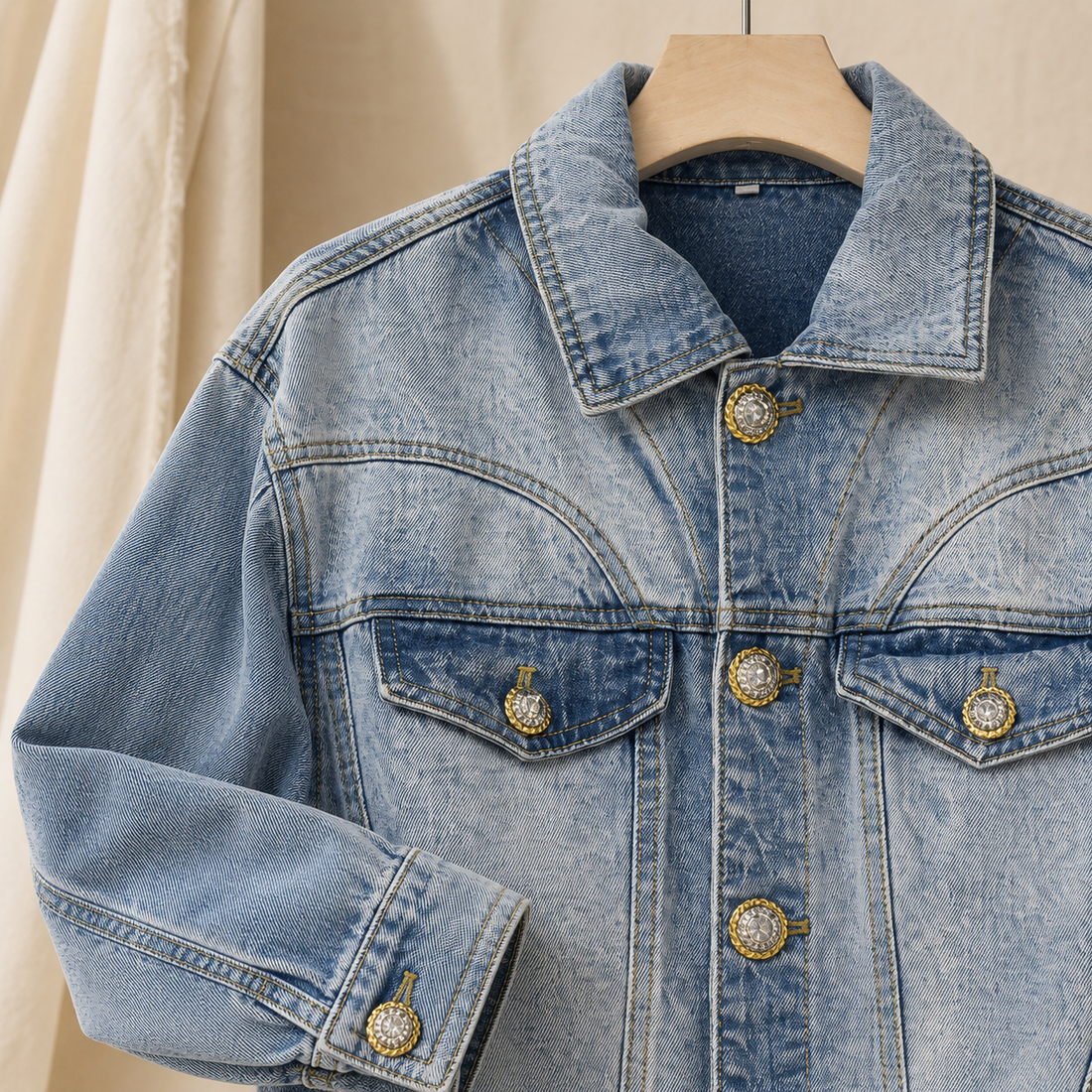 Lorelai-Belle Peplum Denim Jacket - Lead Product Detail