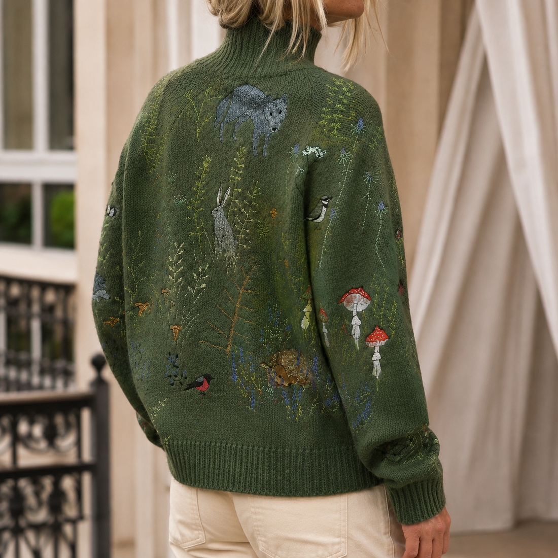 Wesley Patterned Turtleneck Sweater - Lead Alternate View