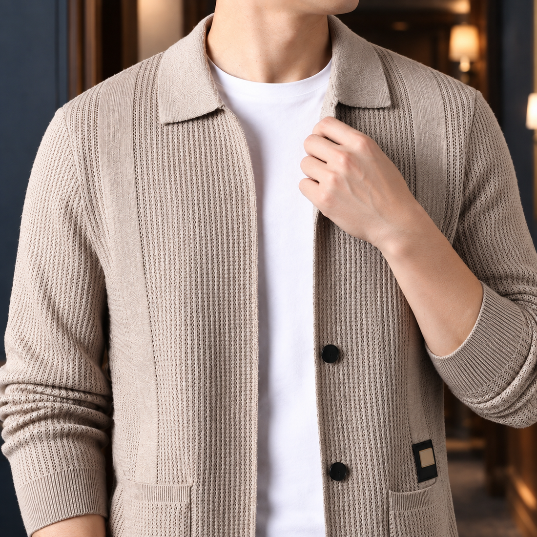 Emilio Collared Cardigan - Lead Product Detail