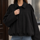 Elise-June Suede Bomber Jacket - Lead Product Detail