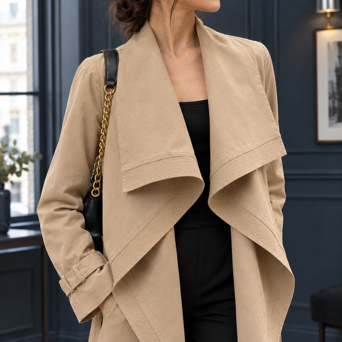 Modesty-Jade Draped Jacket - Lead Product Detail