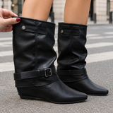 Caselli-Lucca Buckled Wedge Boots - Lead Product Detail