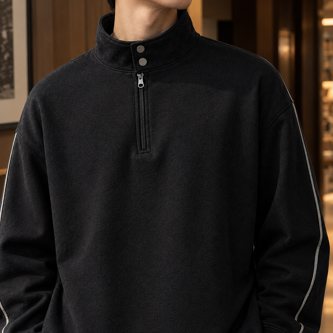 Marcel Stand Collar Sweatshirt - Lead Product Detail