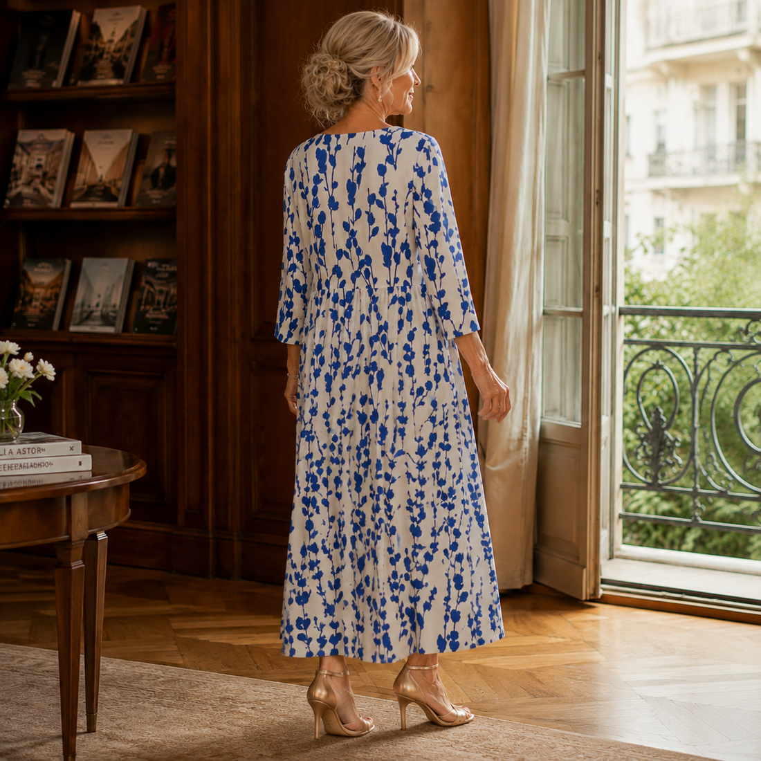 Honora-Pearl Floral Midi Dress - Lead Alternate View