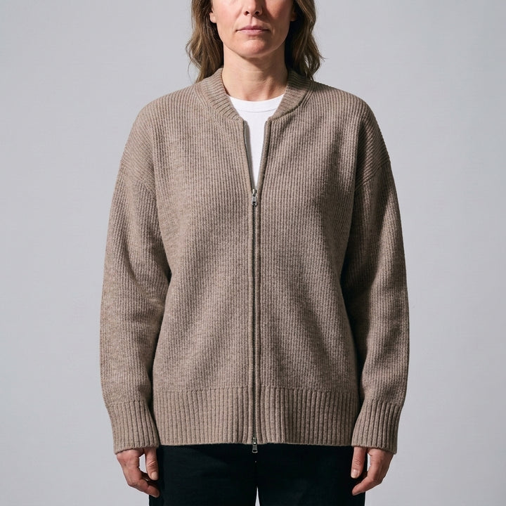 Fenella Zip Cardigan - Mocha