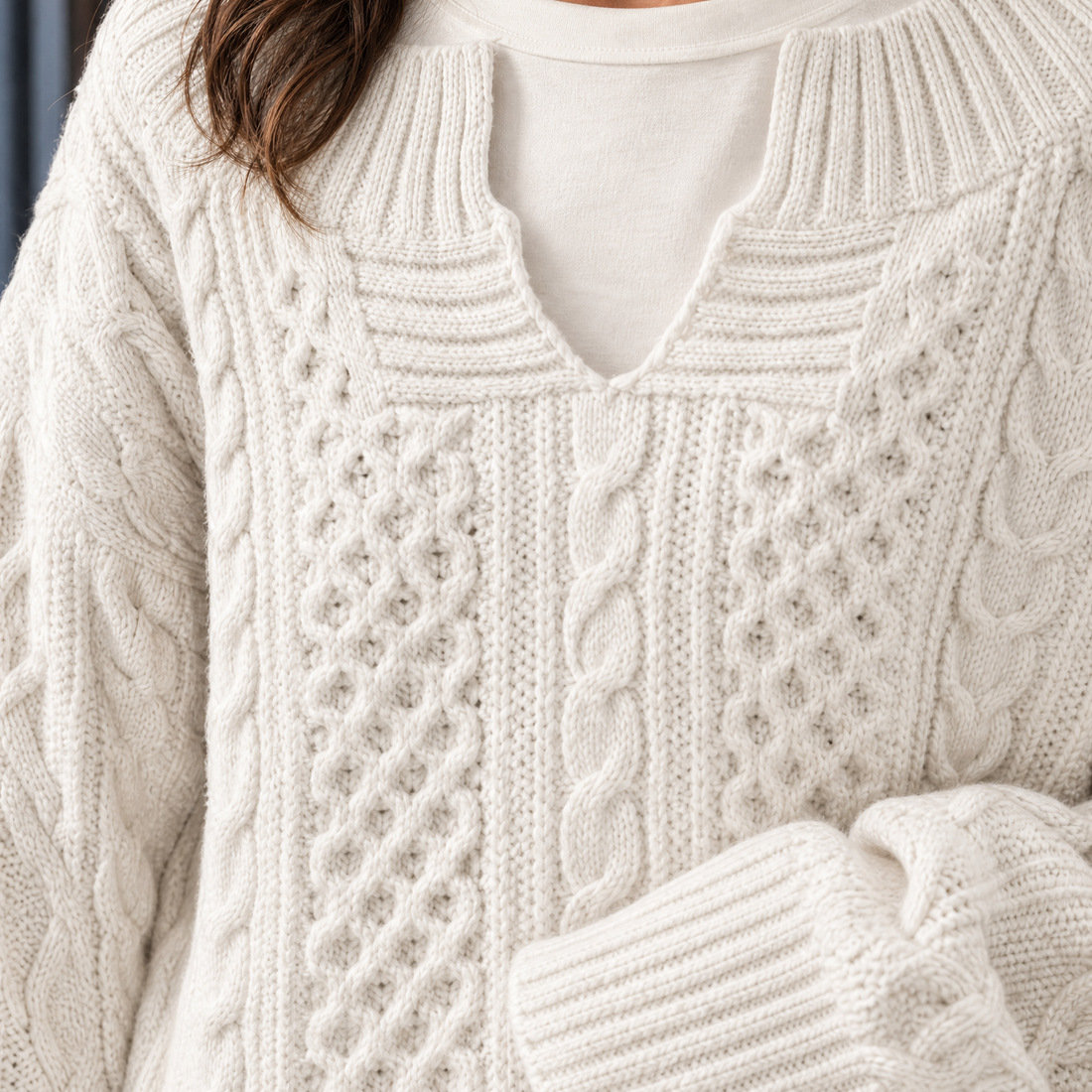 Fernanda-Pearl Cable Sweater - Lead Product Detail