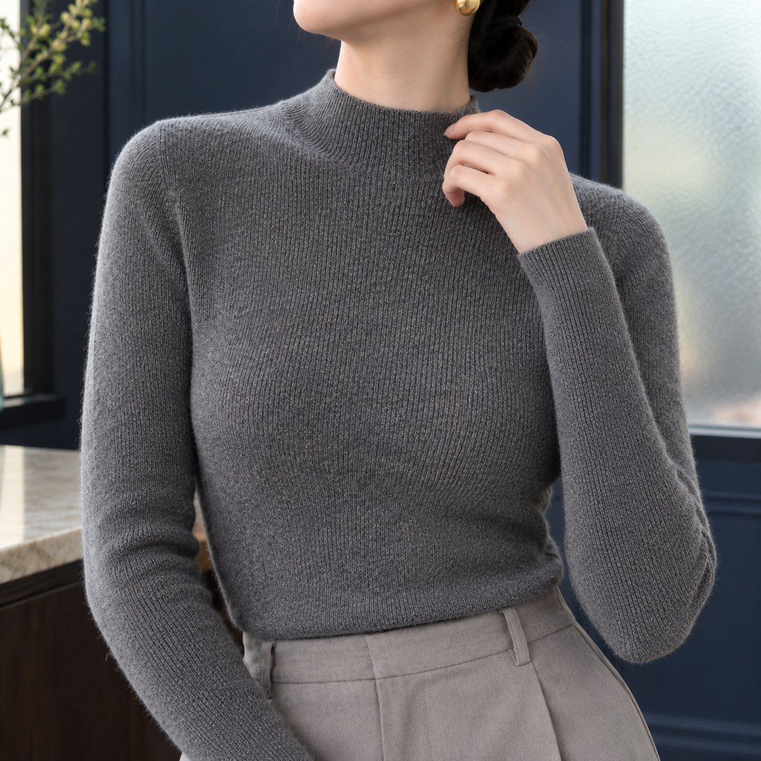Fernanda-June Mock Neck Sweater - Lead Product Detail