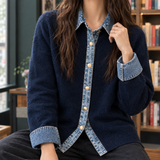 Azalea-Elise Denim Trim Cardigan - Lead Product Detail