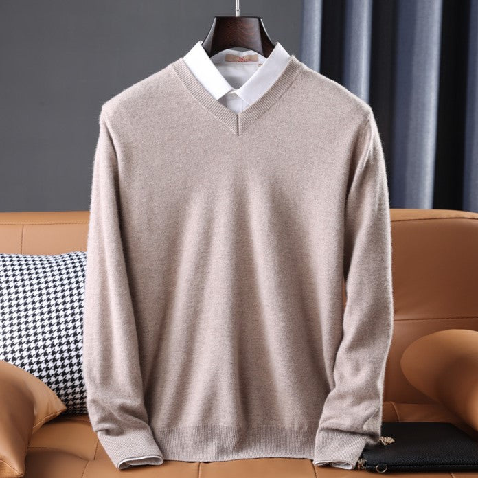 Olympus V-Neck Sweater - Beige