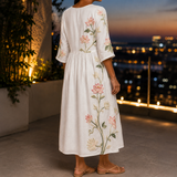 Willa Embroidered Midi Dress - Lead Alternate View