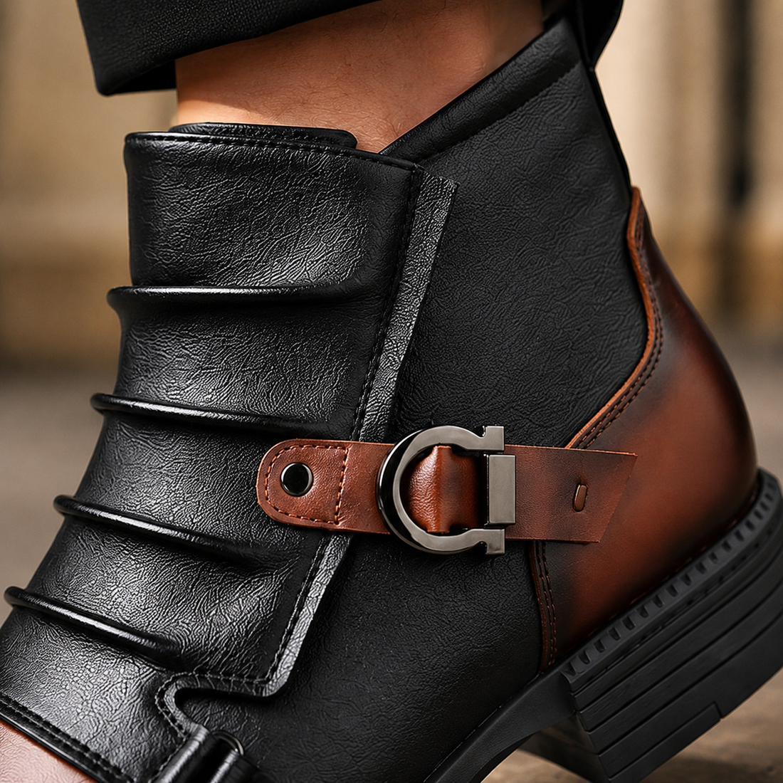 Borrelli Buckle Ankle Boots - Lead Product Detail