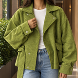 Desiree-Marie Belted Moto Jacket - Lead Product Detail