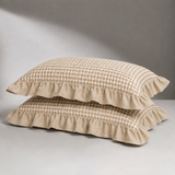 Evermere Ruffled Pillowcase - Camel Gingham