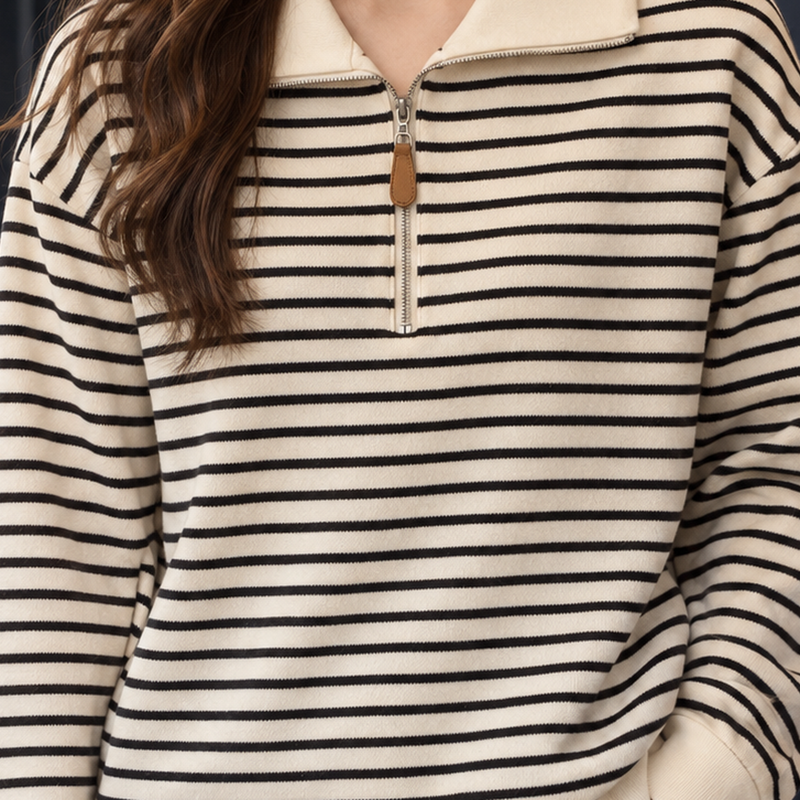 Stacey-Lane Striped Zip Top - Lead Product Detail