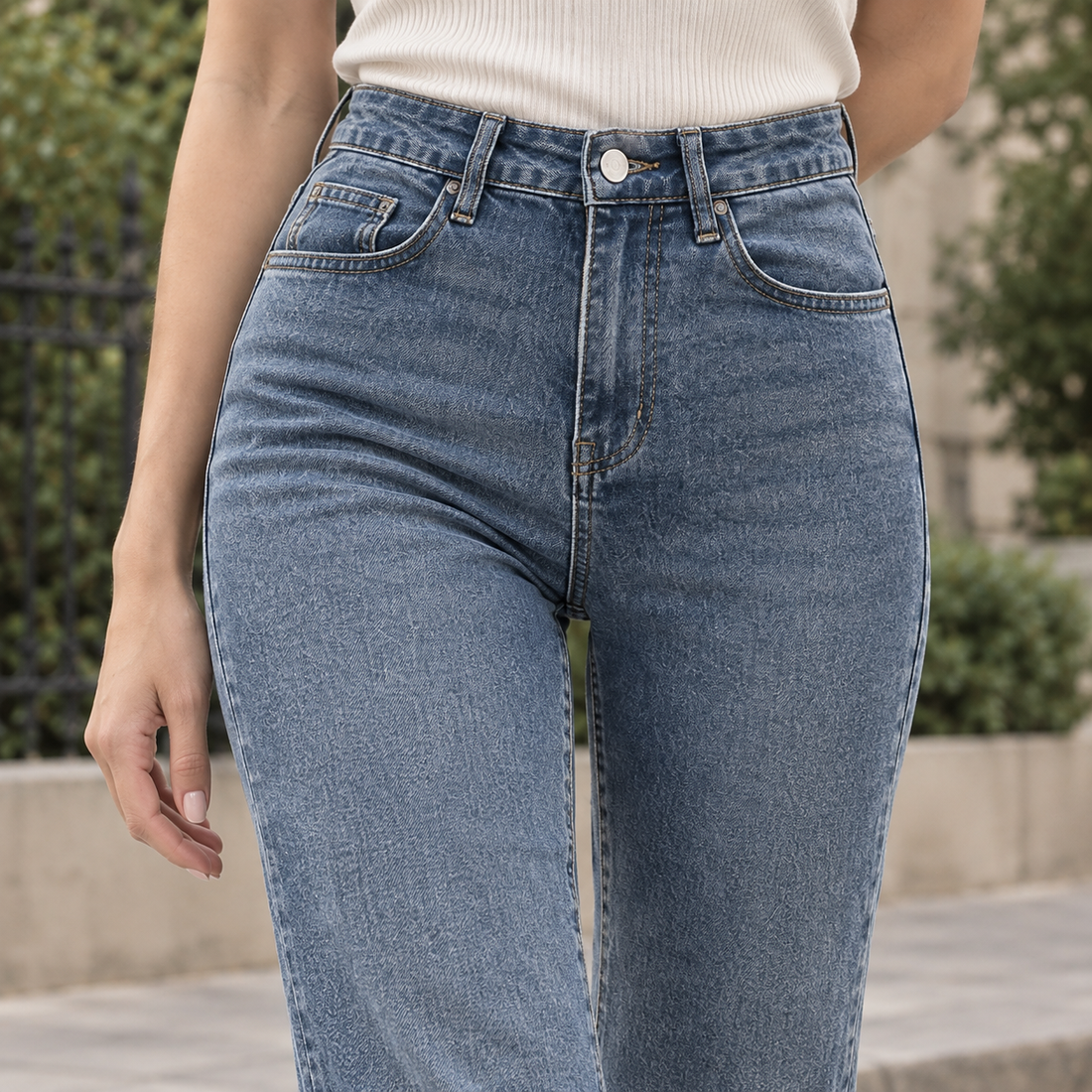 Lucille-Sage Flared Jeans - Lead Product Detail