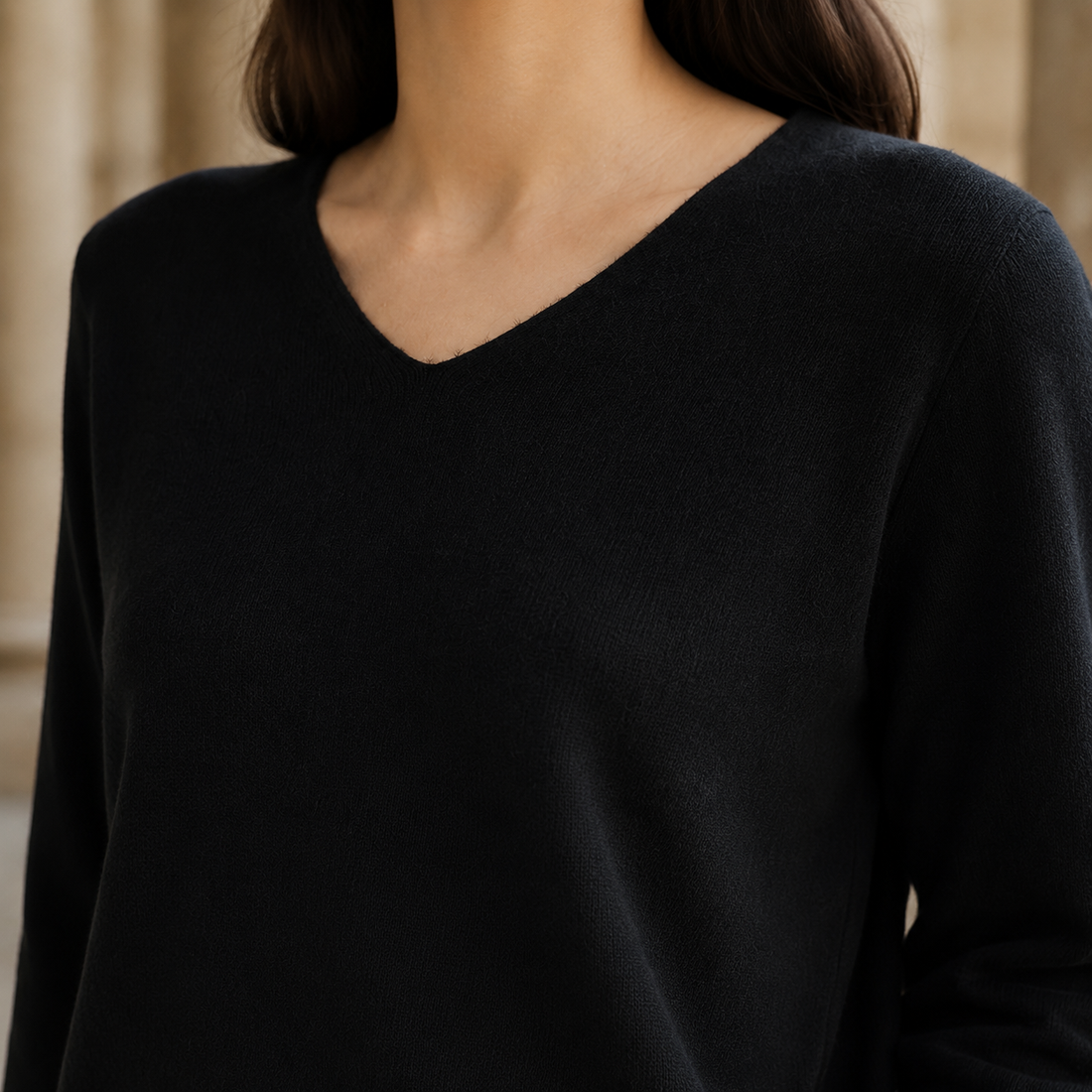 Ameline V Neck Sweater - Lead Product Detail