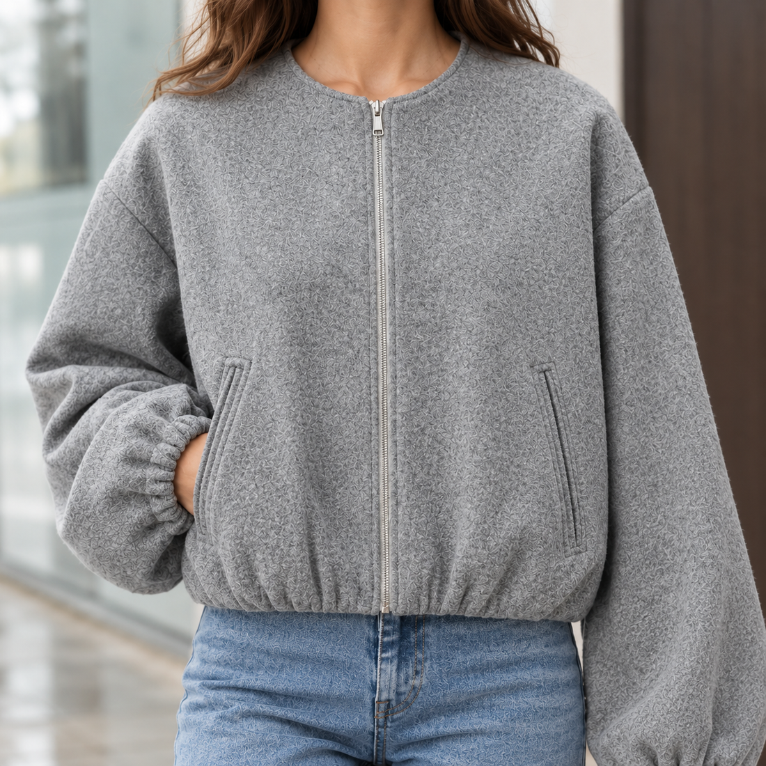 Crystal-Mae Balloon Sleeve Jacket - Lead Product Detail
