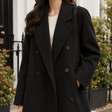 Capucine-Pearl Double-Breasted Coat - Lead Product Detail