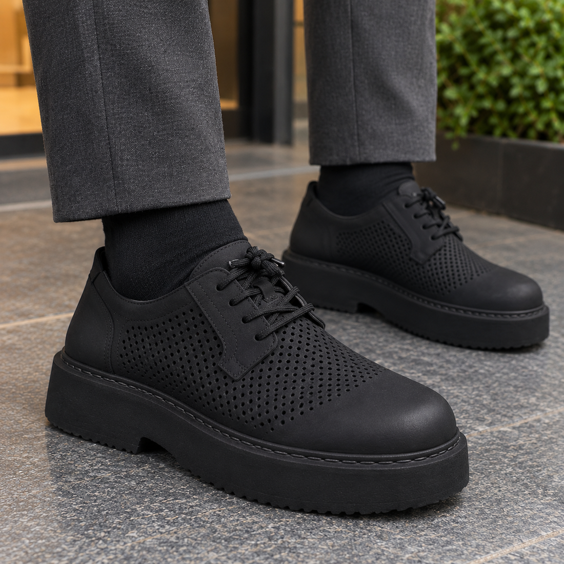 Prato Platform Derby Shoes - Lead Product Detail