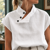 Florence-Jade Stand Collar Top - Lead Product Detail