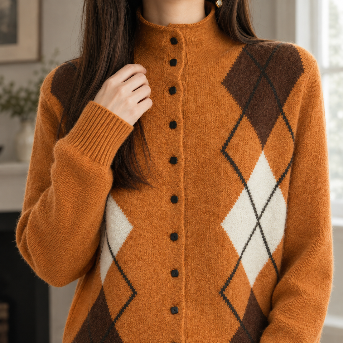 Leocadia-Jane Mock Neck Cardigan - Lead Product Detail