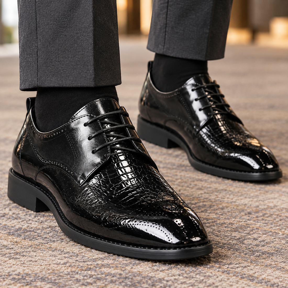 Bellagio-Como Leather Derby Shoes - Lead Product Detail