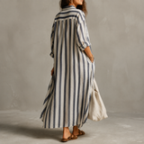 Adele Striped Shirt Dress - Lead Alternate View