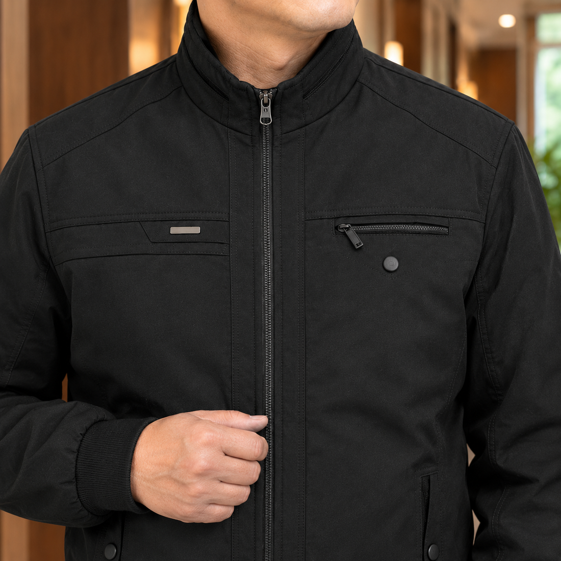 Hubert Stand Collar Jacket - Lead Product Detail