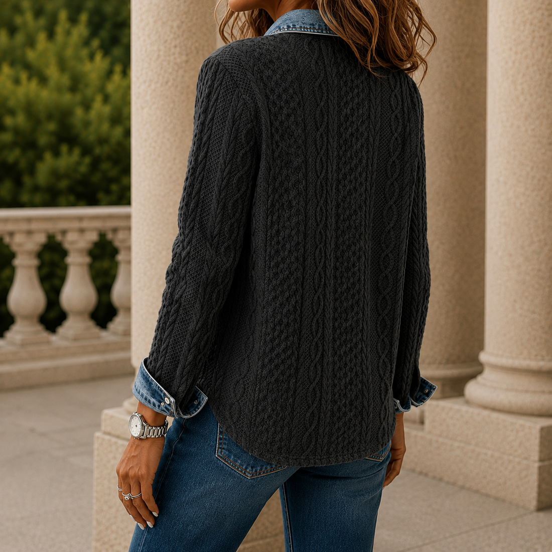 Oriana Denim Trim Shirt - Lead Alternate View