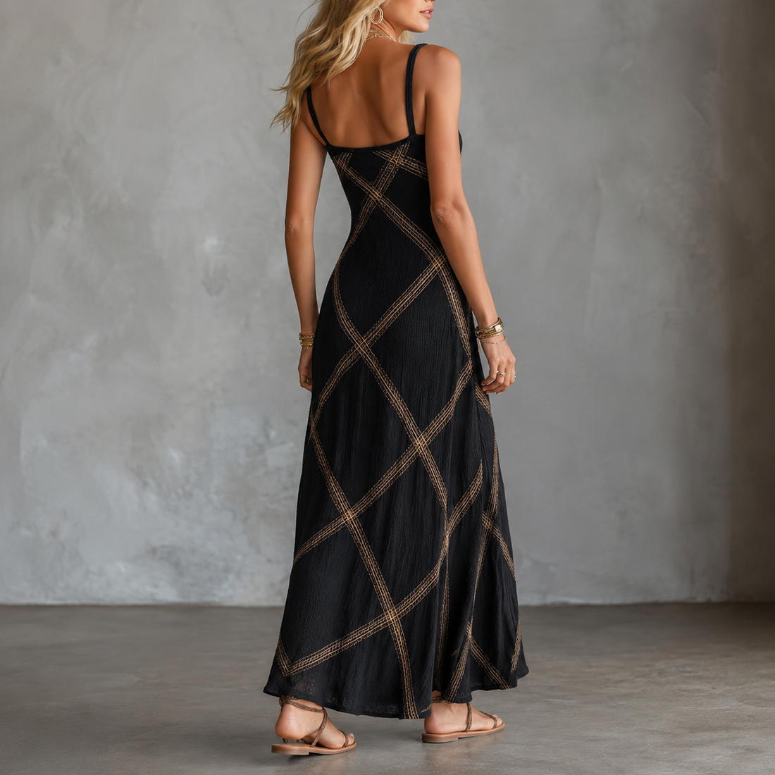 Carmen-Mae Geometric Maxi Dress - Lead Alternate View
