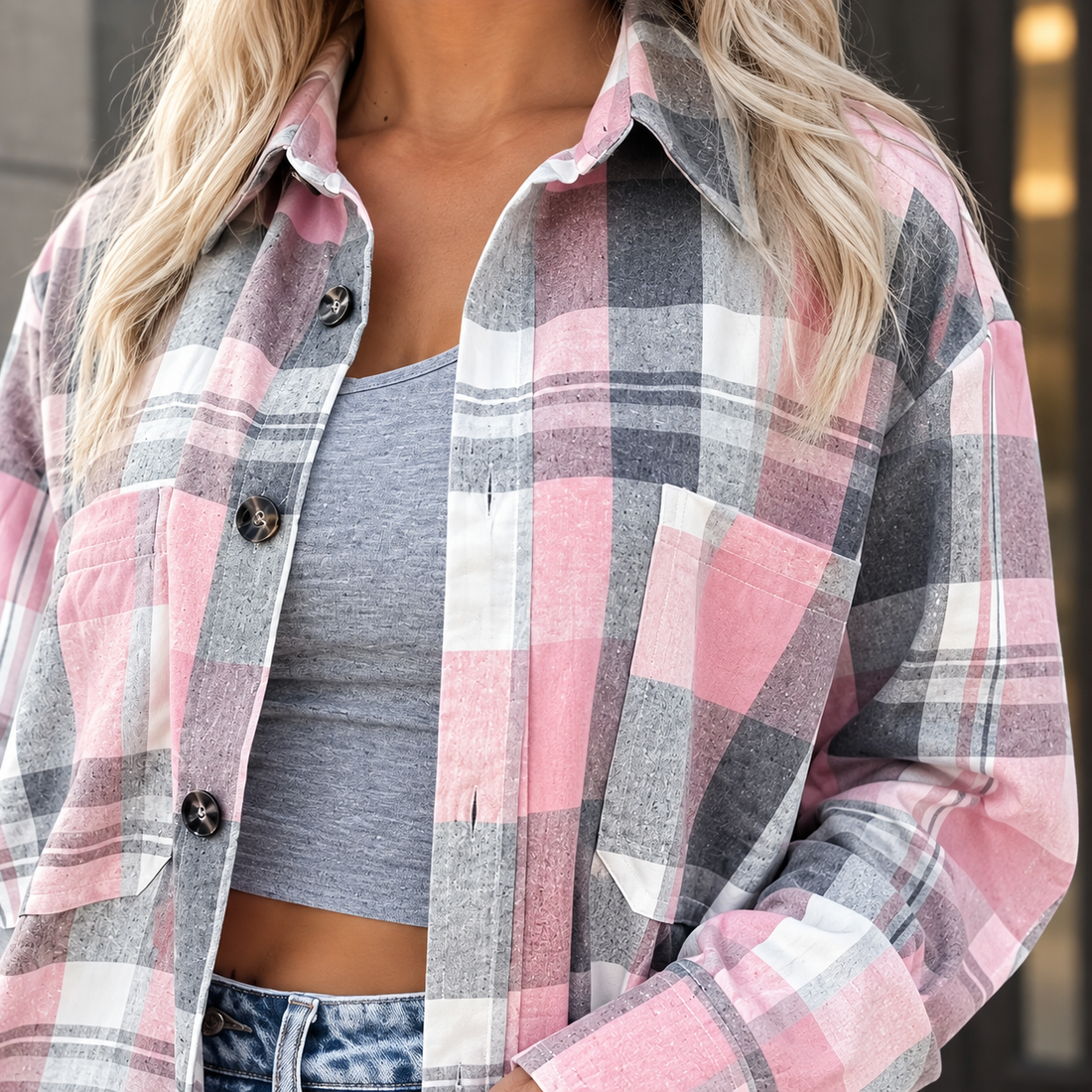 Tessa-Louise Plaid Overshirt - Lead Product Detail