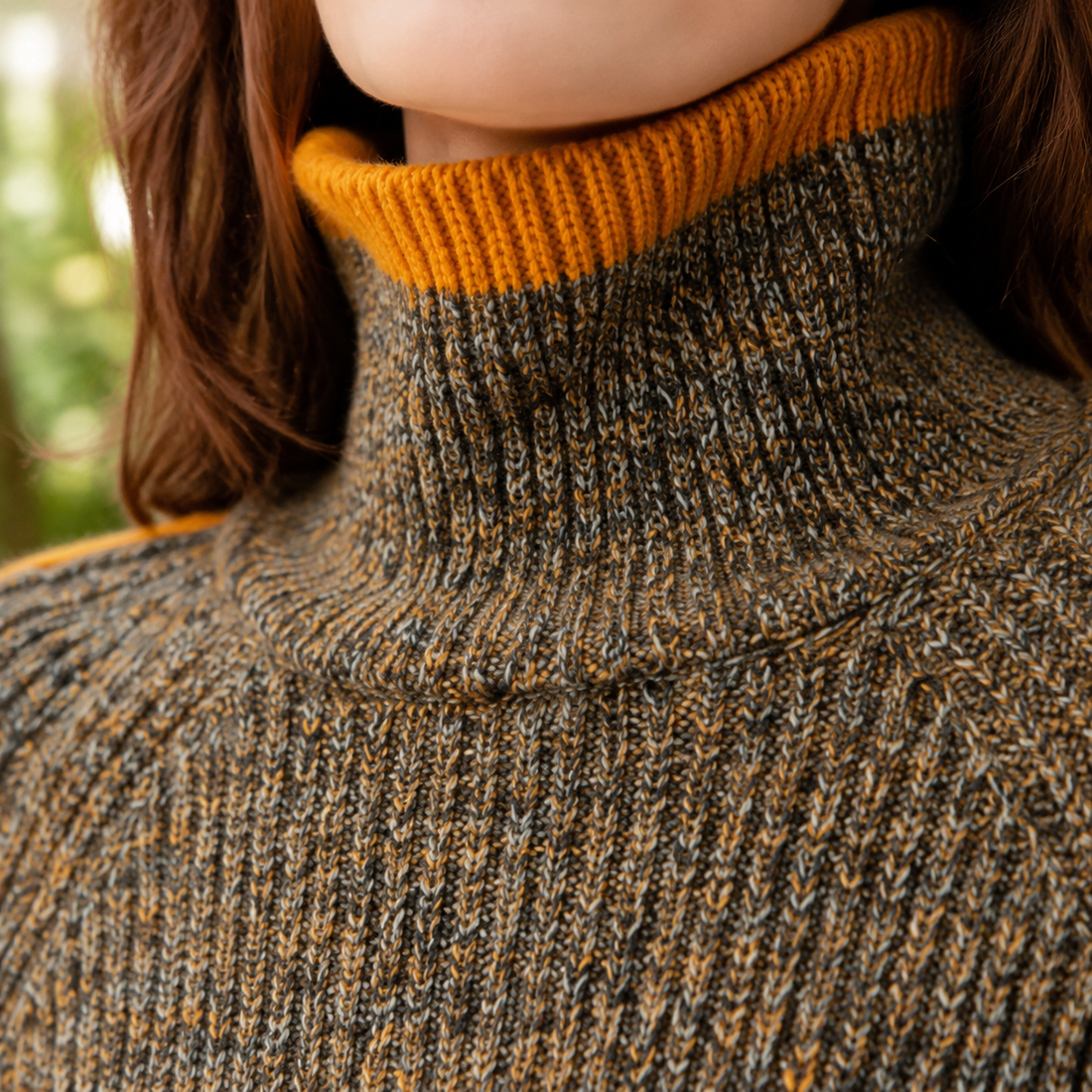 Romy-Pearl Contrast Turtleneck Sweater - Lead Product Detail