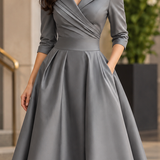 Mercedes-Eve Wrap Midi Dress - Lead Product Detail