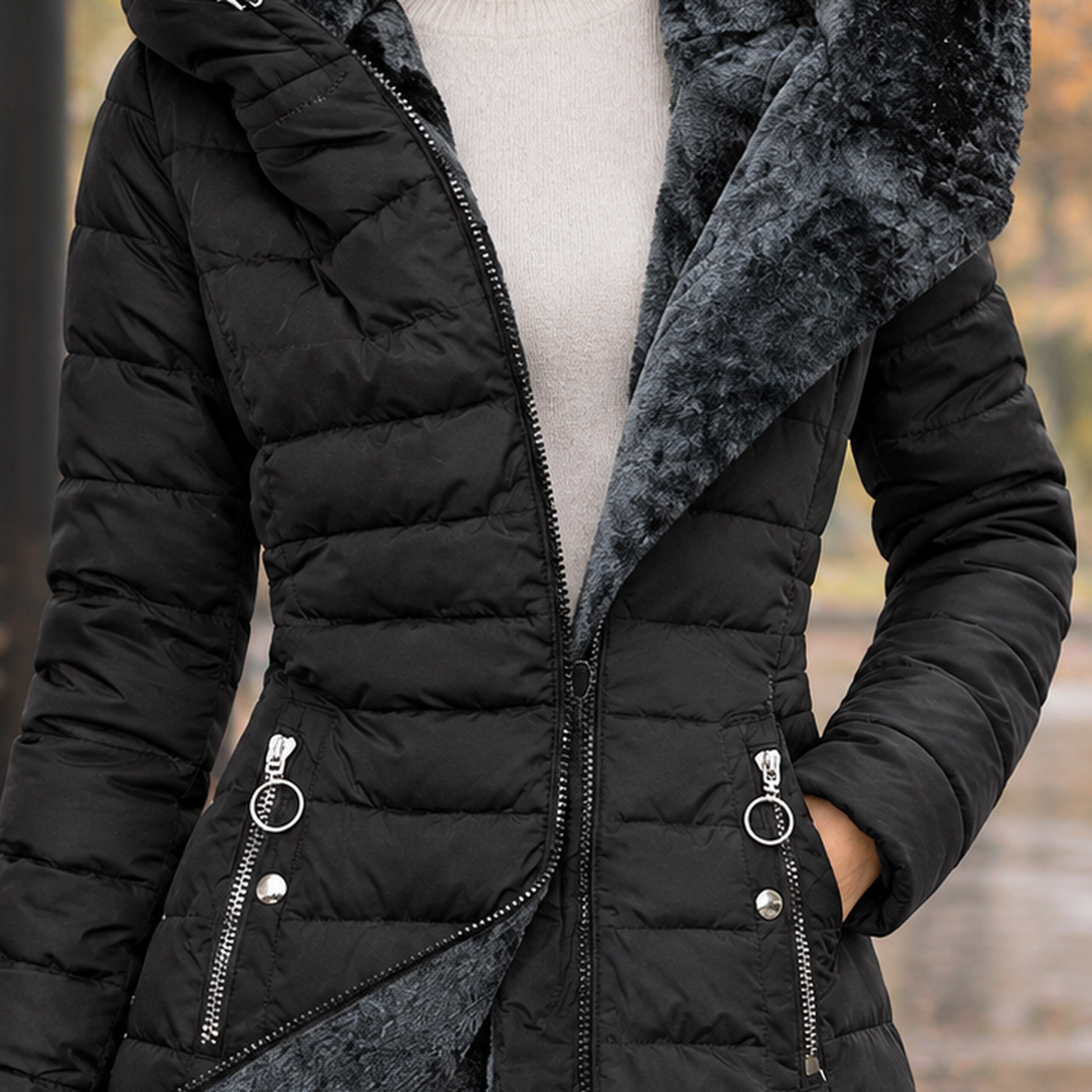 Gemma-Pearl Plush Lined Puffer Jacket - Lead Product Detail