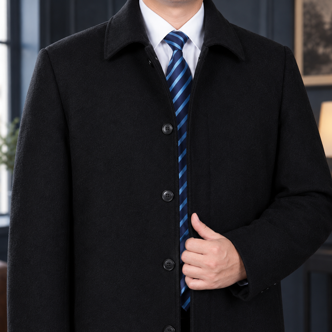 Hudson Wool Coat - Lead Product Detail