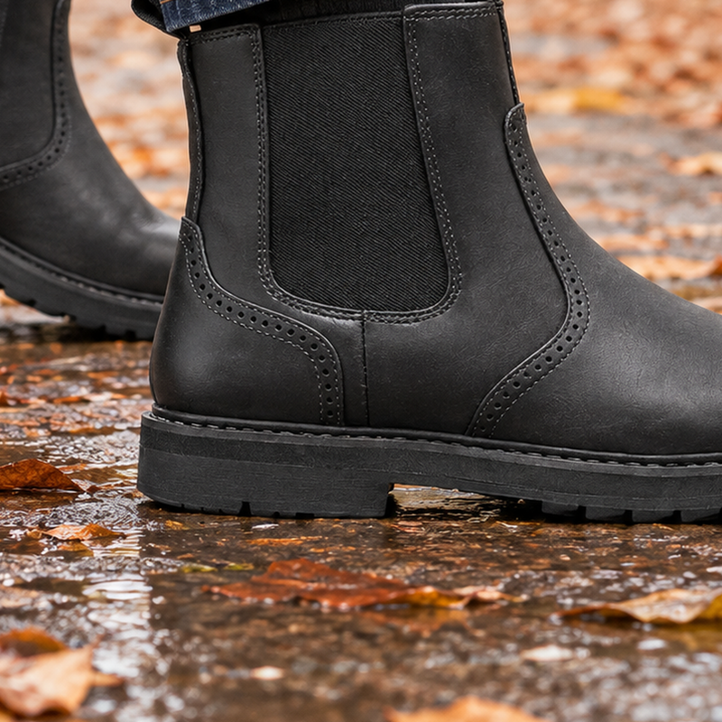 Rinaldi-Vita Brogue Chelsea Boots - Lead Product Detail