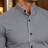 Zephyrin Band Collar Shirt - Lead Product Detail