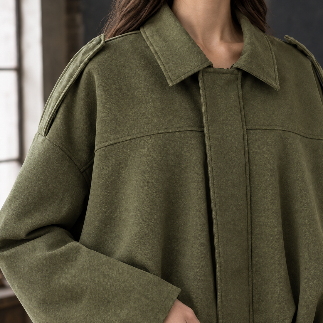 Kiera Oversized Bomber Jacket - Lead Product Detail