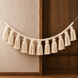Mason Beaded Tassel Garland - Cream