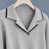 Joelle Contrast Collar Sweater - Lead Product Detail