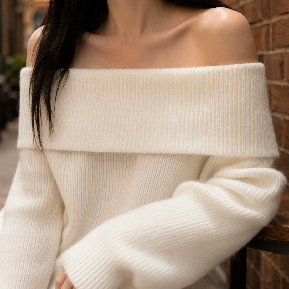 Tiphaine Off-Shoulder Sweater - Lead Product Detail