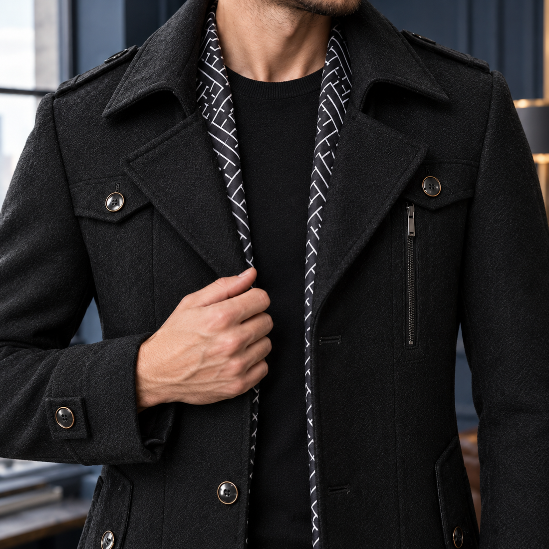 Gaspard Tailored Wool Coat - Lead Product Detail